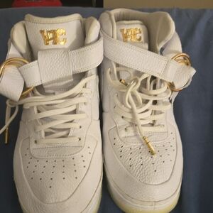 Nike White and Gold Athletic Shoes